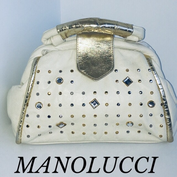 Manolucci Handbags - MANOLUCCI ITALIAN CREAM AND  GOLD  PURSE